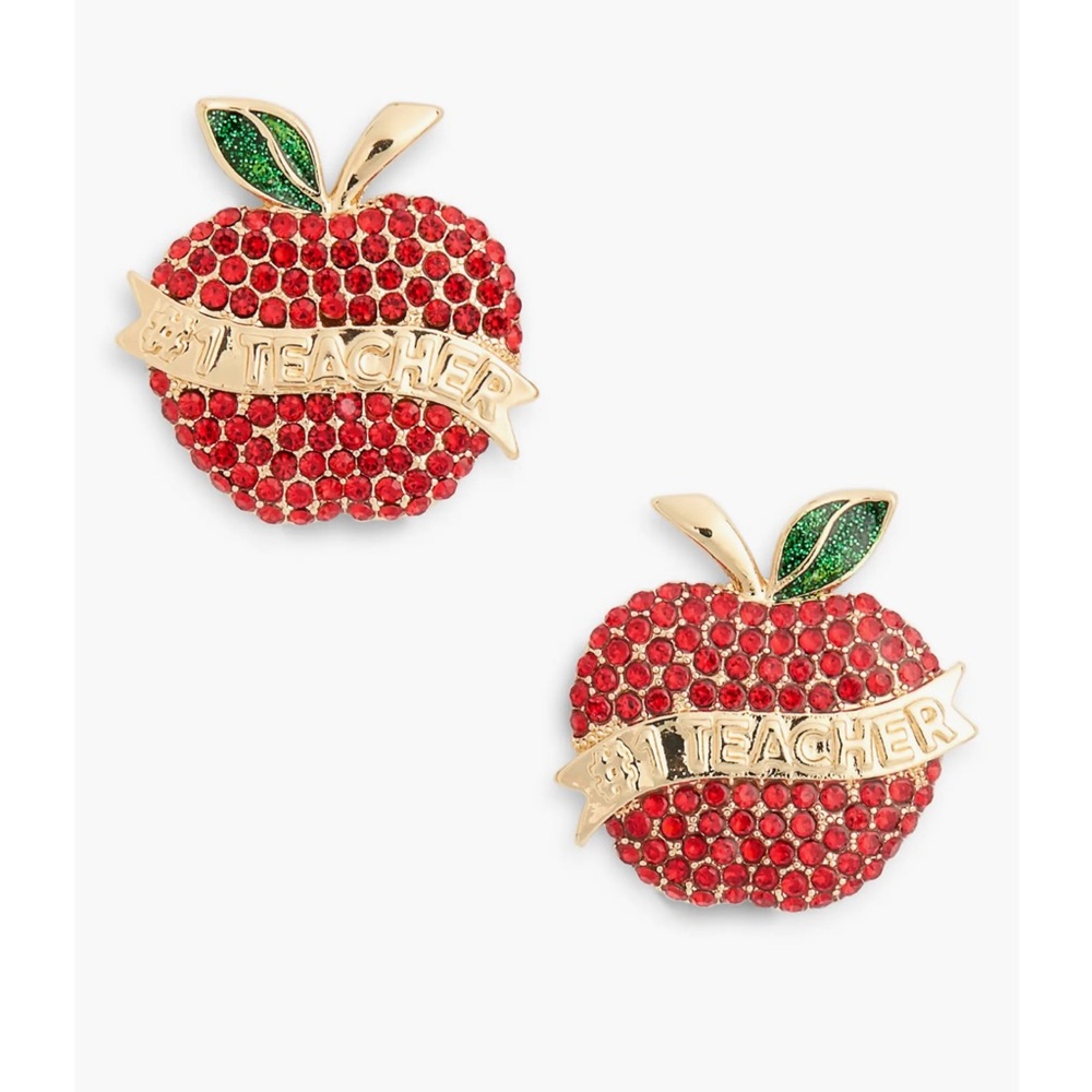Baublebar Pavé #1 Teacher Red Apple Stud Earrings